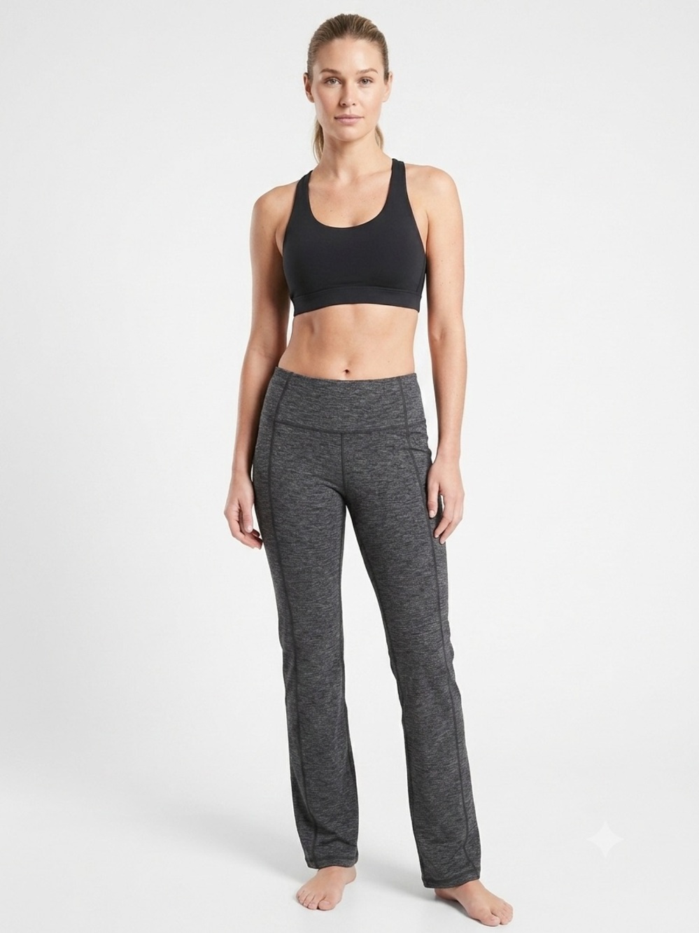 Athleta Gray Heathered Straight Leg Yoga Pants Size SP